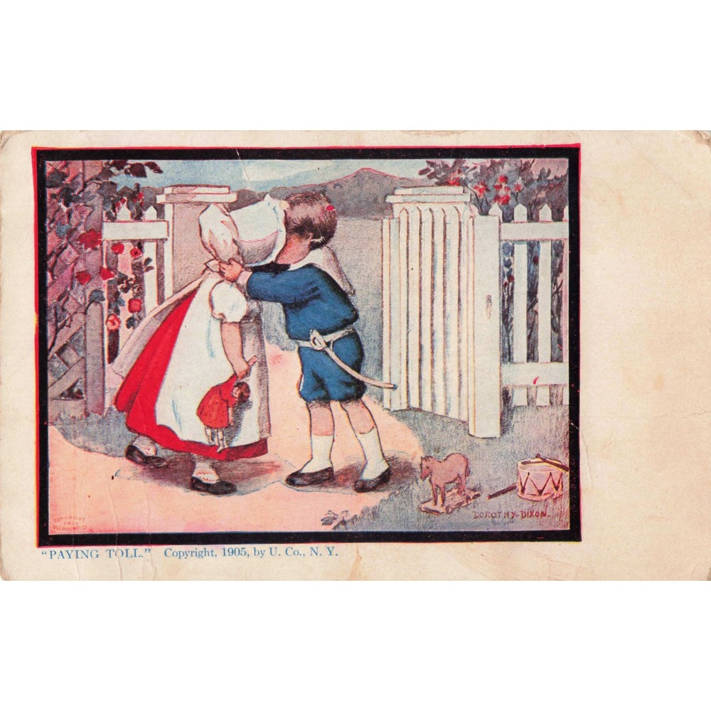 Antique 1905 Postcard Paying Toll Dorothy Dixon Signed Children Ullman - Picture 1 of 2